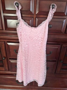 Delicate Pink Lace Slip Dress
